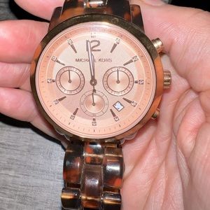 Rose gold and tortoise Michael kors watch